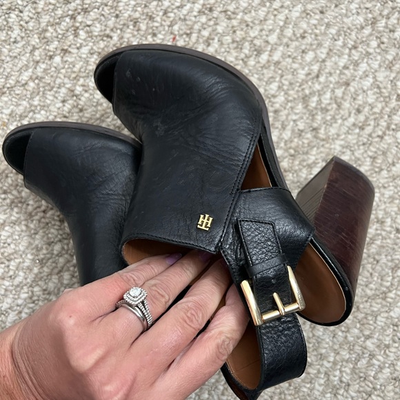 Tommy Hilfiger heels peep toe black brown size 9.5 - Picture 9 of 10